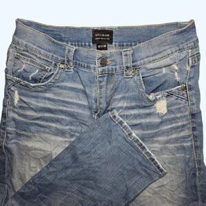 Buckle Black Fit No. 9 Bootcut Jeans Mens 32x30 Distressed Light Wash Blue Denim